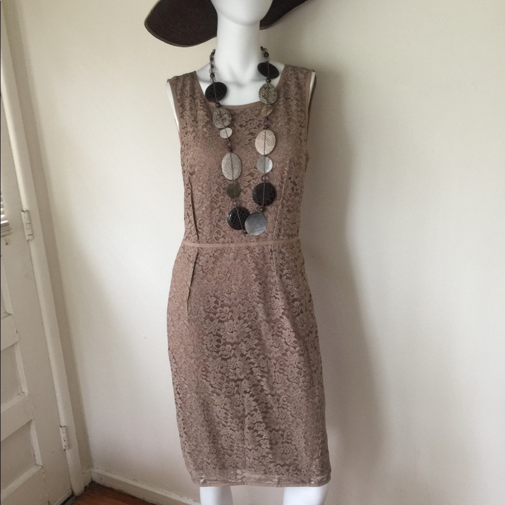 NWT Talbots beige lace back zipper dress